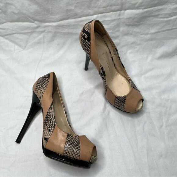Giuseppe Zanotti Design Peep Toe High Heel Pumps Size 37 Snake Print leather - Picture 6 of 15